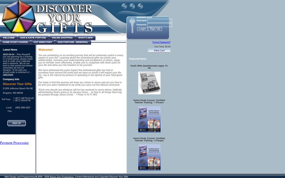 Website preview for Discover Your Gifts