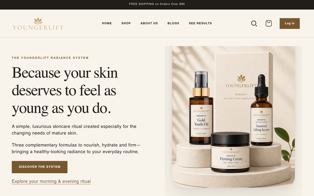 Website preview for Younger Lift